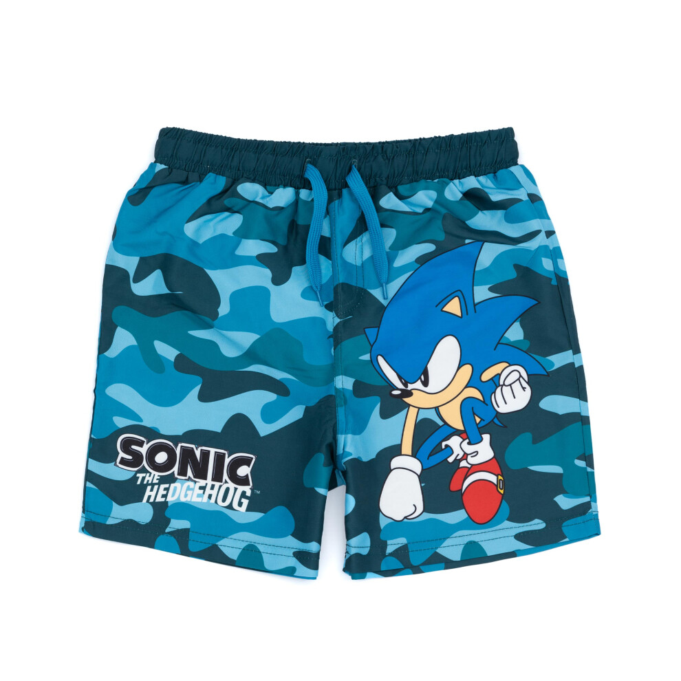 (5-6 Years) Sonic The Hedgehog Swim Shorts Boys Camo Swimming Trunks Swimwear