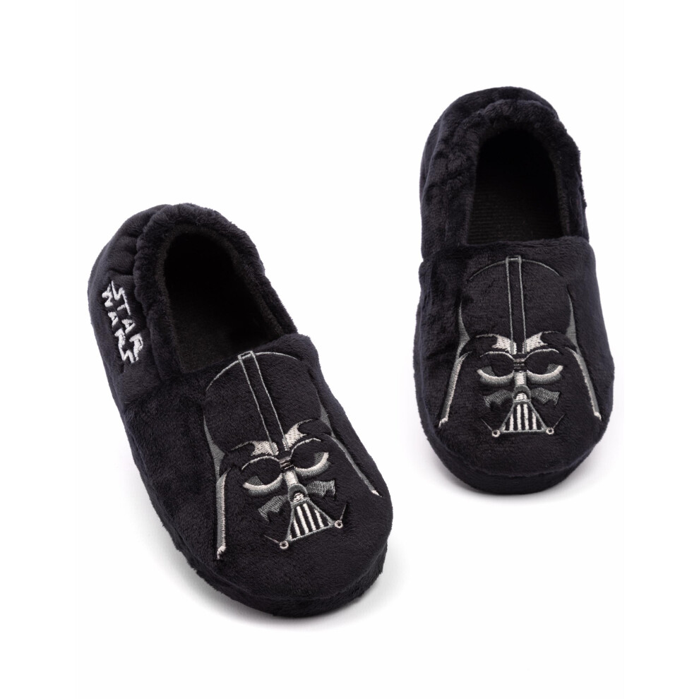 (2 UK) Star Wars Darth Vader Slippers Boys Kids Villain House Shoes Loafers