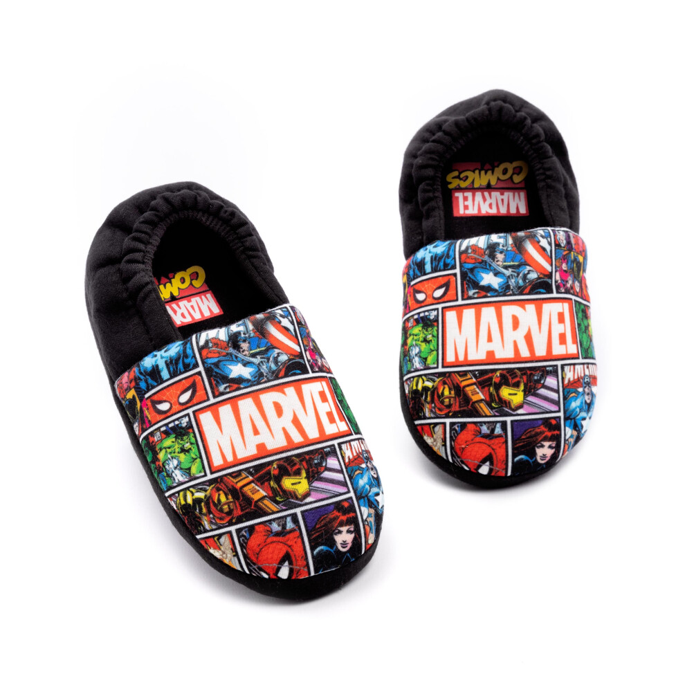 (UK Child 13) Marvel Avengers Slippers Boys Kids Comic House Shoes Loafers