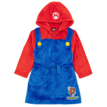 (Blue, 9-10 Years) Super Mario Dressing Gown Kids Girls Boys Game Character Pjs Bathrobe