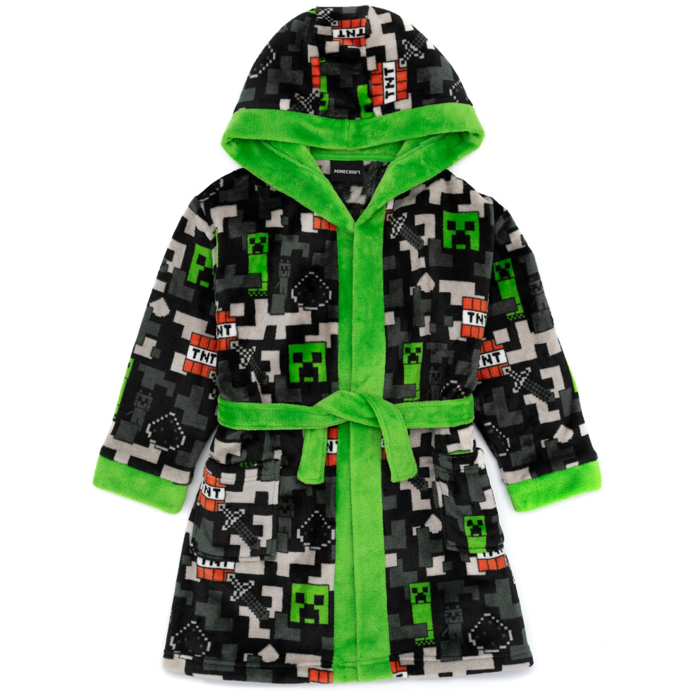 (Creeper TNT, 13-14 Years) Minecraft Dressing Gown Kids Girls Boys Creeper TNT Game Pjs Bathrobe