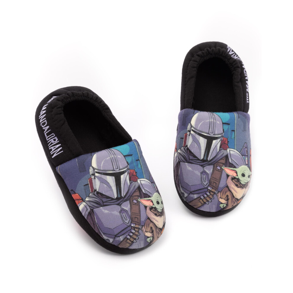(2 UK) The Mandalorian Slippers Boys Baby Yoda Star Wars House Shoes