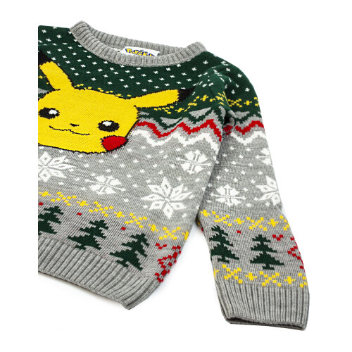 Pokémon (5-6 Years) Pokemon Christmas Jumper (Boys Grey) 1