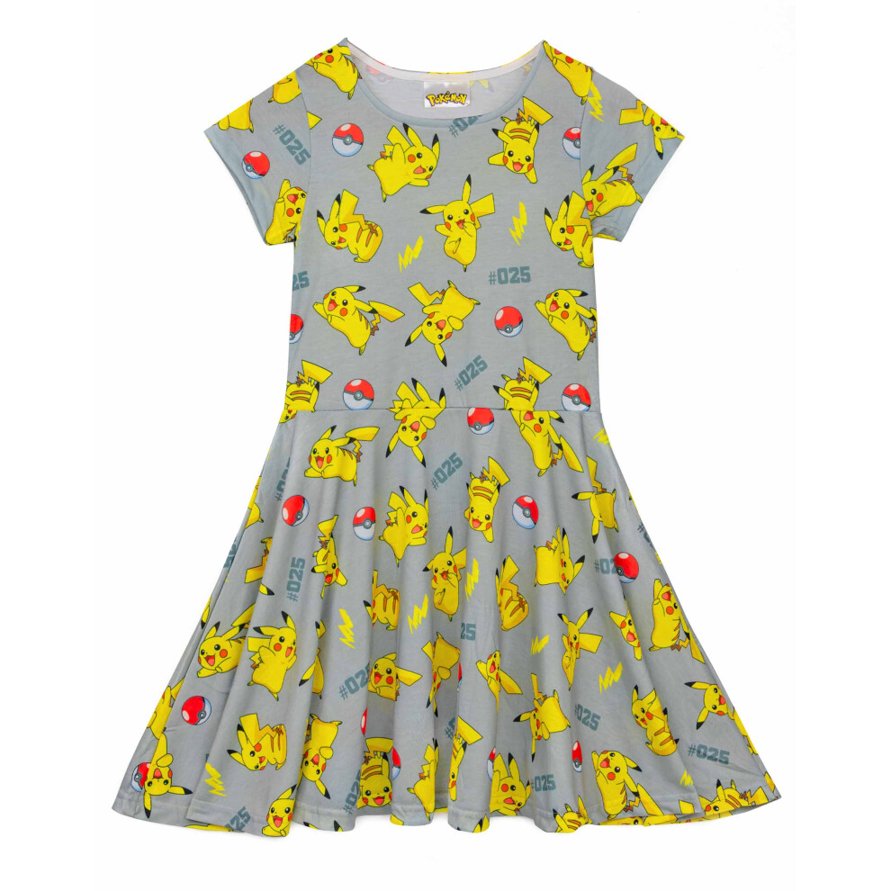 (5-6 Years) Pokemon Girls Grey Pikachu Skater Dress