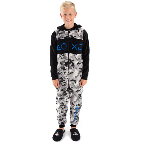 Playstation (5-6 Years) PlayStation Onesie (Boys Grey) 1