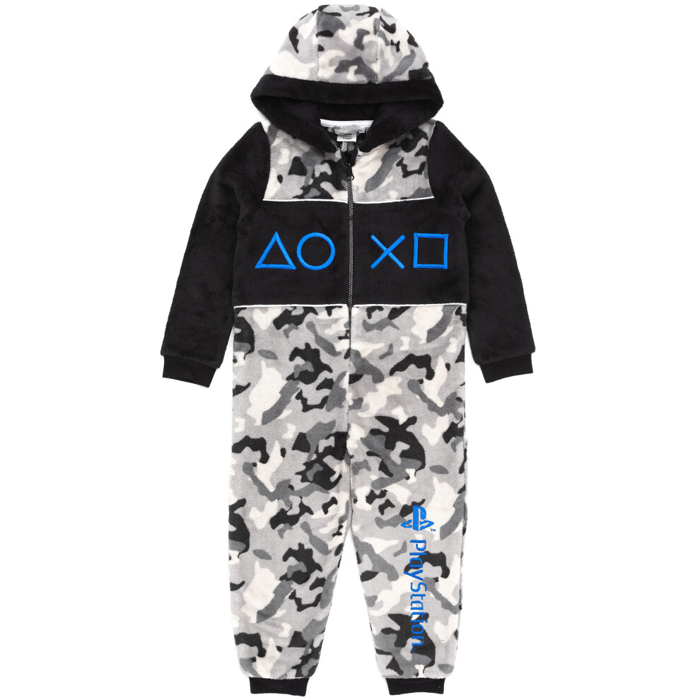 (5-6 Years) PlayStation Boys Grey Camo Print Onesie