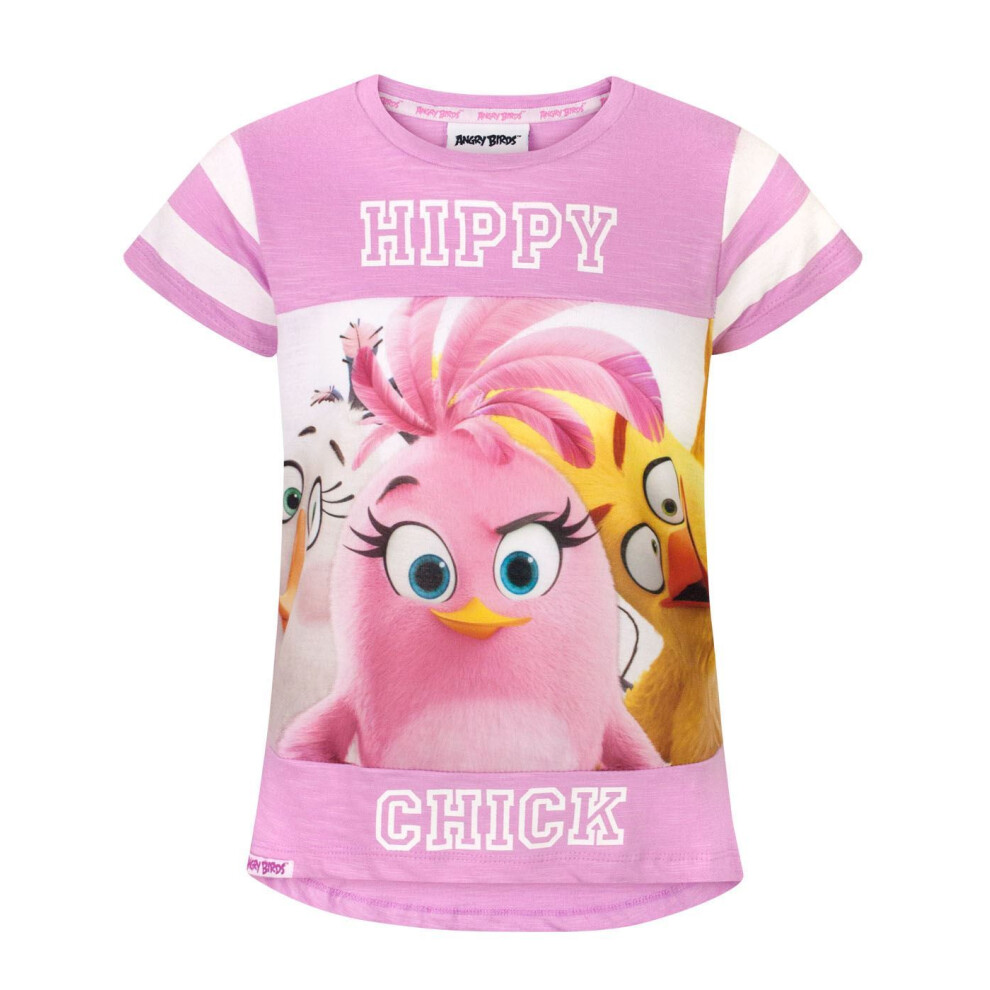 (5-6 Years) Angry Birds Short Sleeved T-Shirt (Girls Pink)