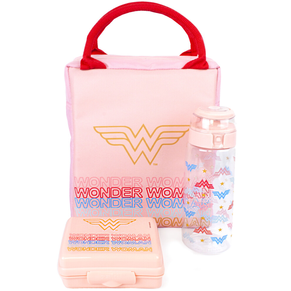 DC Comics Lunch Bag Bottle and Snack Pot (Womens Pink)