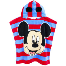 Disney Mickey Mouse Poncho Towel - Boys Blue, 100% Cotton, Unisex Hooded Towel with 3D Ears for Bath & Beach