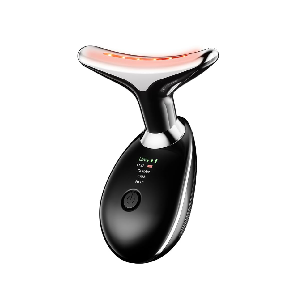 Chronus Black Neck Face Massager, Skin Care Facial Massage Device With Thermal, Triple Action Colour Modes For Skin Rejuvenation(Black)