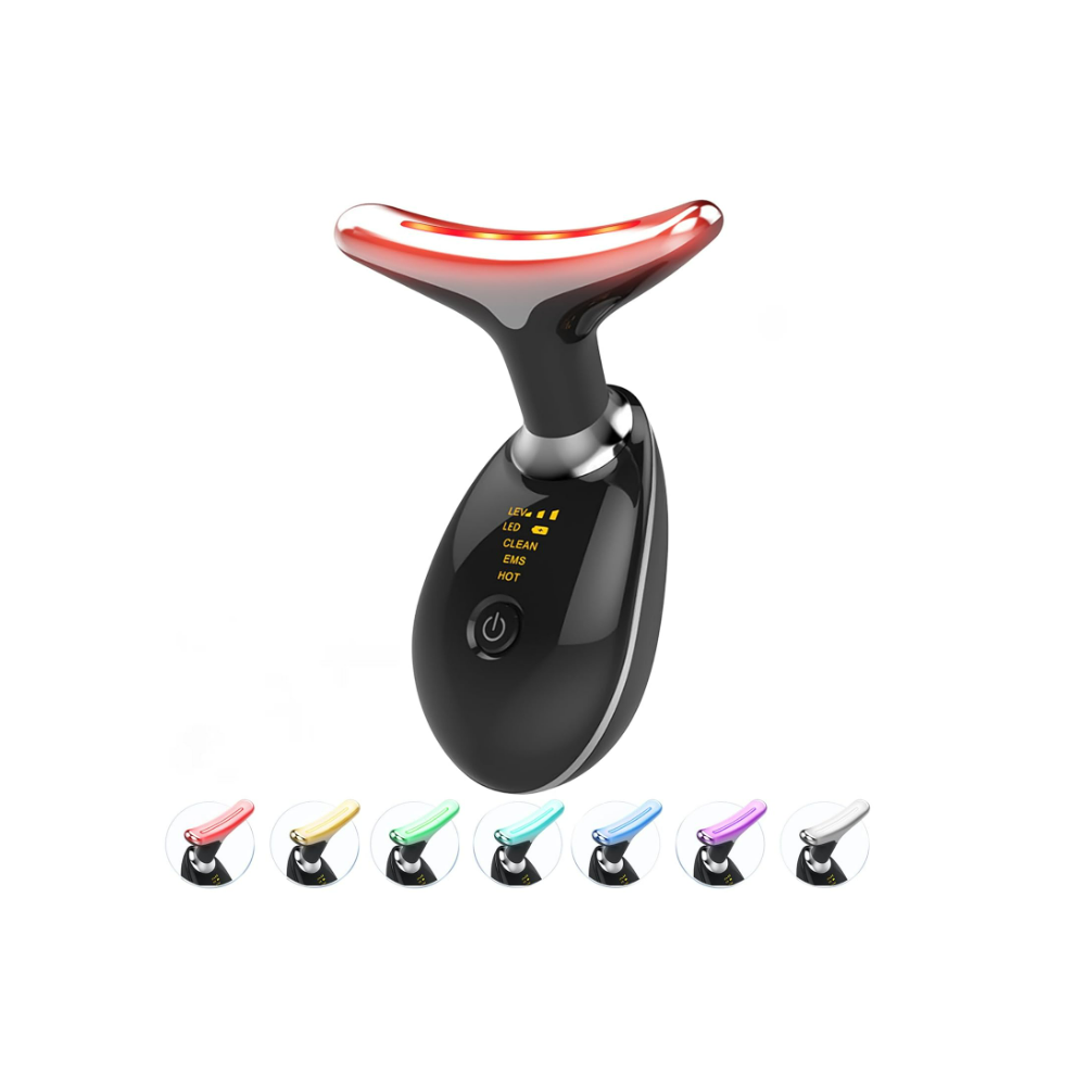 Chronus LED Facial Massager - 7 Light Therapy Modes, Heating for Face & Neck, 3 Treatment Modes, Portable Skin Care Tool