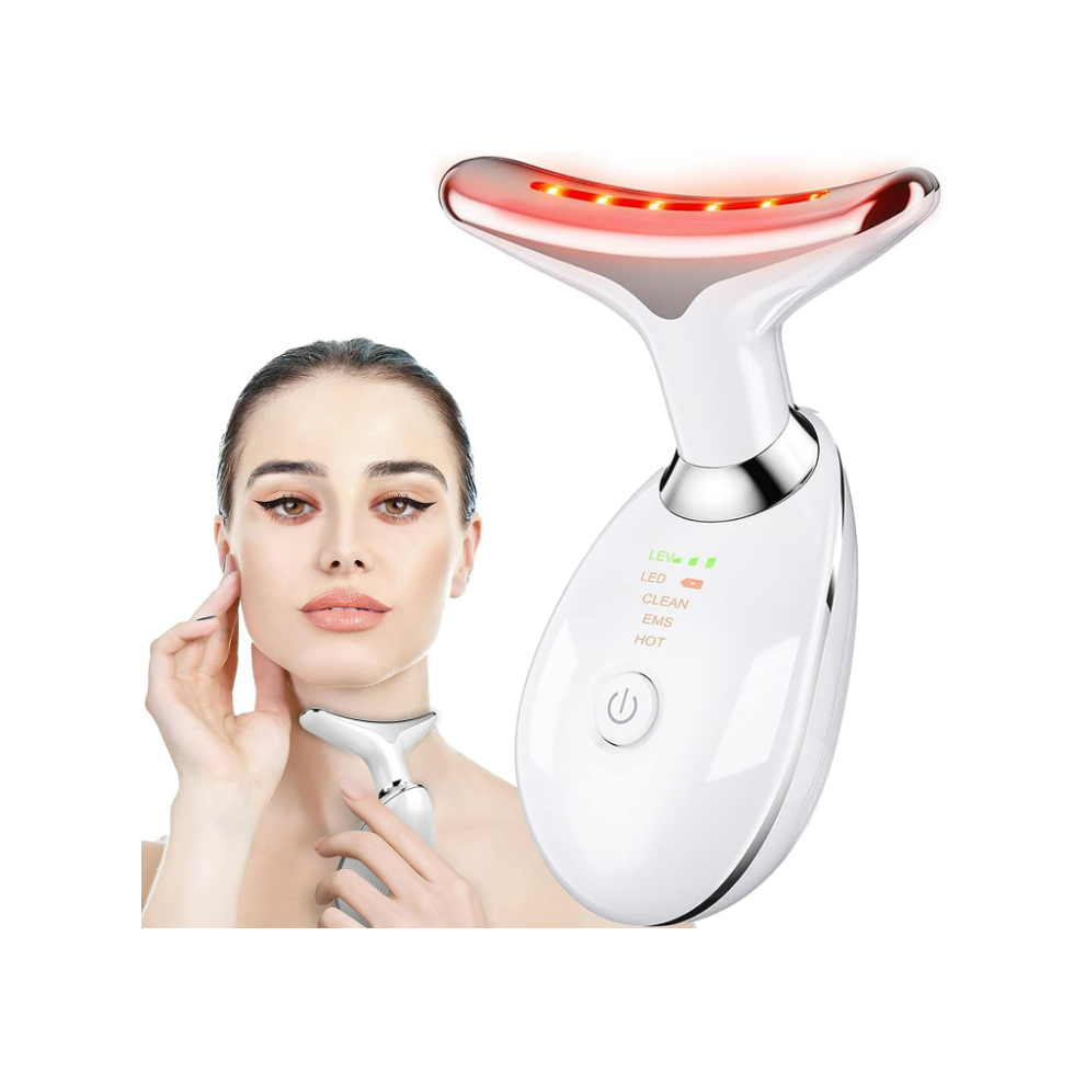 Chronus Vibration Face And Neck Massager - Triple-Action Wrinkle Remover For Skin Care, Tightening, And Smoothness(White)