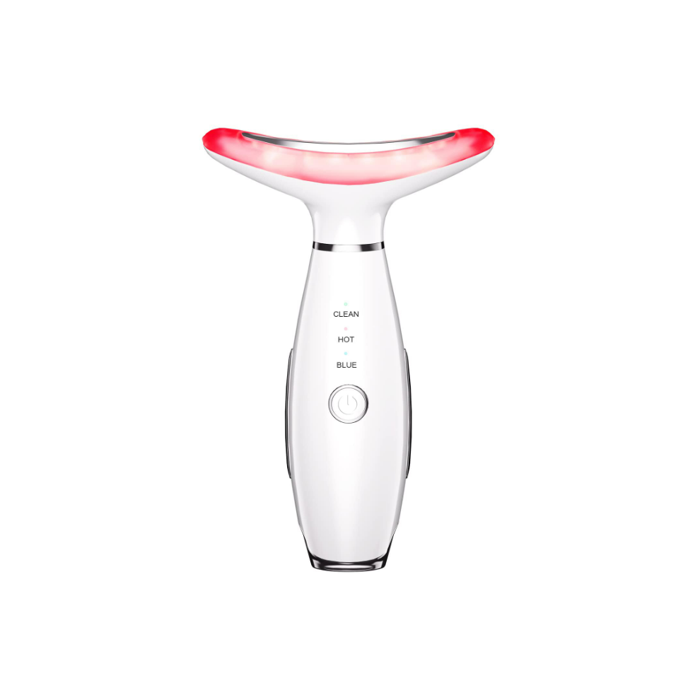 Chronus 3-In-1 Beauty Massager For Face And Neck, Based On Triple Action Led, Thermal, And Vibration Technologies(White)