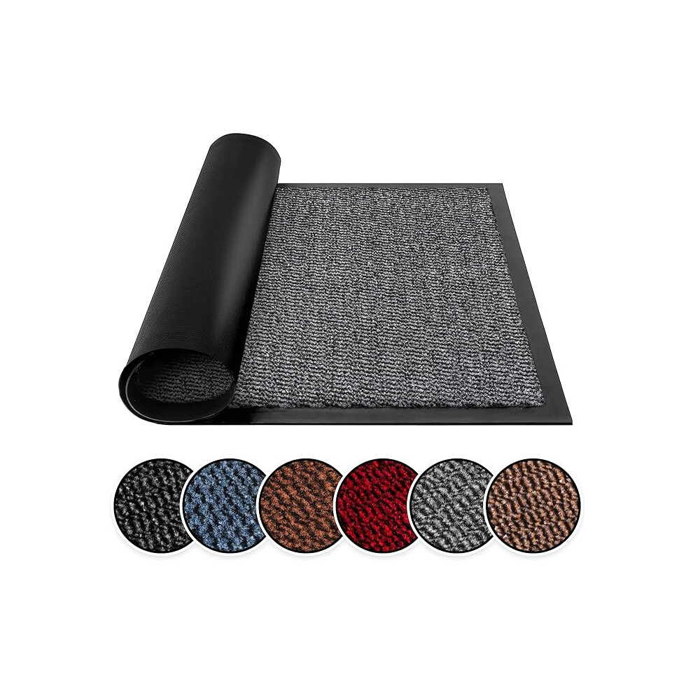 BLADO Washable Door Mats Indoor Outdoor Non-Slippery Heavy Duty Doormats Indoor Stylish Rubber Door Mat Perfect Dust Grabbing (Grey 60 cm x 80 cm)