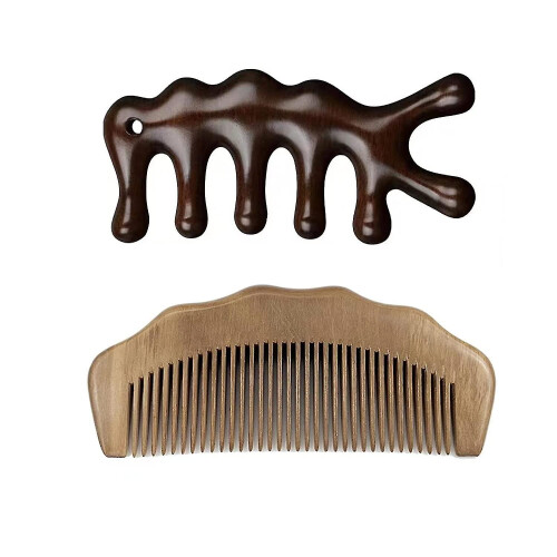 2 Pcs Natural Wooden Combs, Scalp Massage Comb