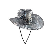 Disco Ball Cowboy Hat - Full Mirror Western Party Hat For Festivals, Parties, And Clubbing
