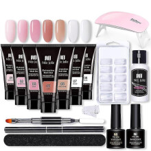 Extension Gel Nail Kit - Nail Enhancement Gel 7 Colors Pink Nude All In One Kit With Nail Lamp-niubi 4y