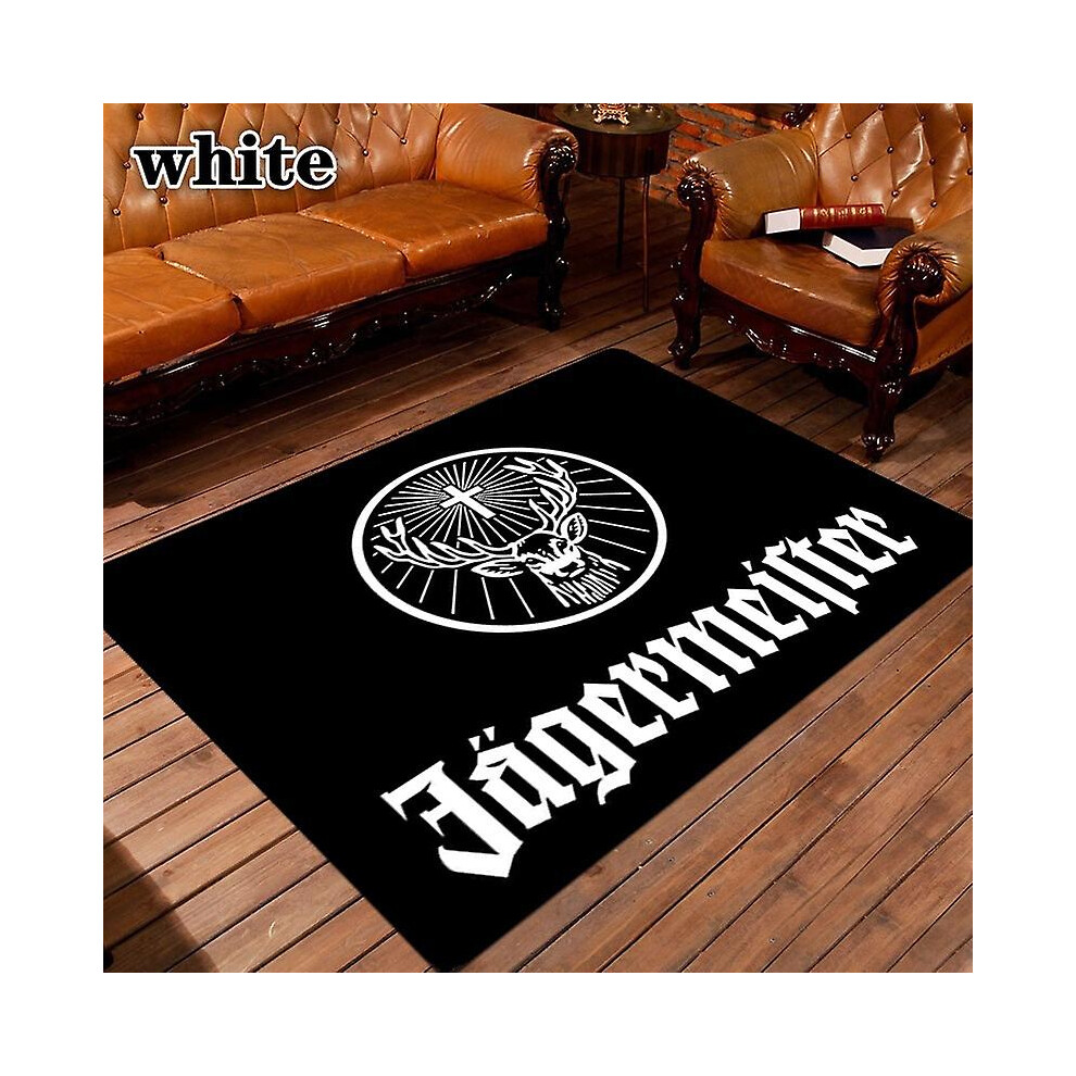 (White, 50x80cm 20x31inch) Jagermeister Deer Logo Printing Carpet For Living Room Home Decor Sofa Table Large Area Rug Non-slip Bedroom Floor Mat