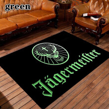 (Green, 100x150cm 39x59inch) Jagermeister Deer Logo Printing Carpet For Living Room Home Decor Sofa Table Large Area Rug Non-slip Bedroom Floor Mat
