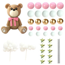 48pcs Eye Catching Teddy Bear Cute Anniversary DIY Decoration Cake Topper Set