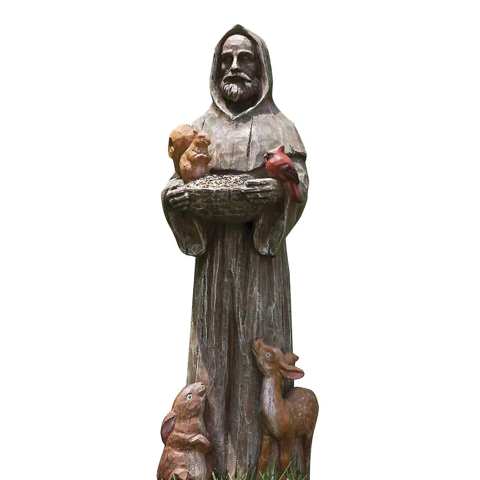 St. Francis And Friends Garden Statuary With Birds Feeder Creative Resin Crafts