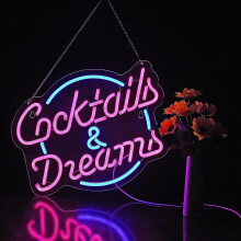 Cocktails And Dreams Neon Sign For Wall Decor Neon Signs With Dimmable Switch Led Neon Signs Bedroom Beer Bar Neon Light Sign Hotel Party Club Office
