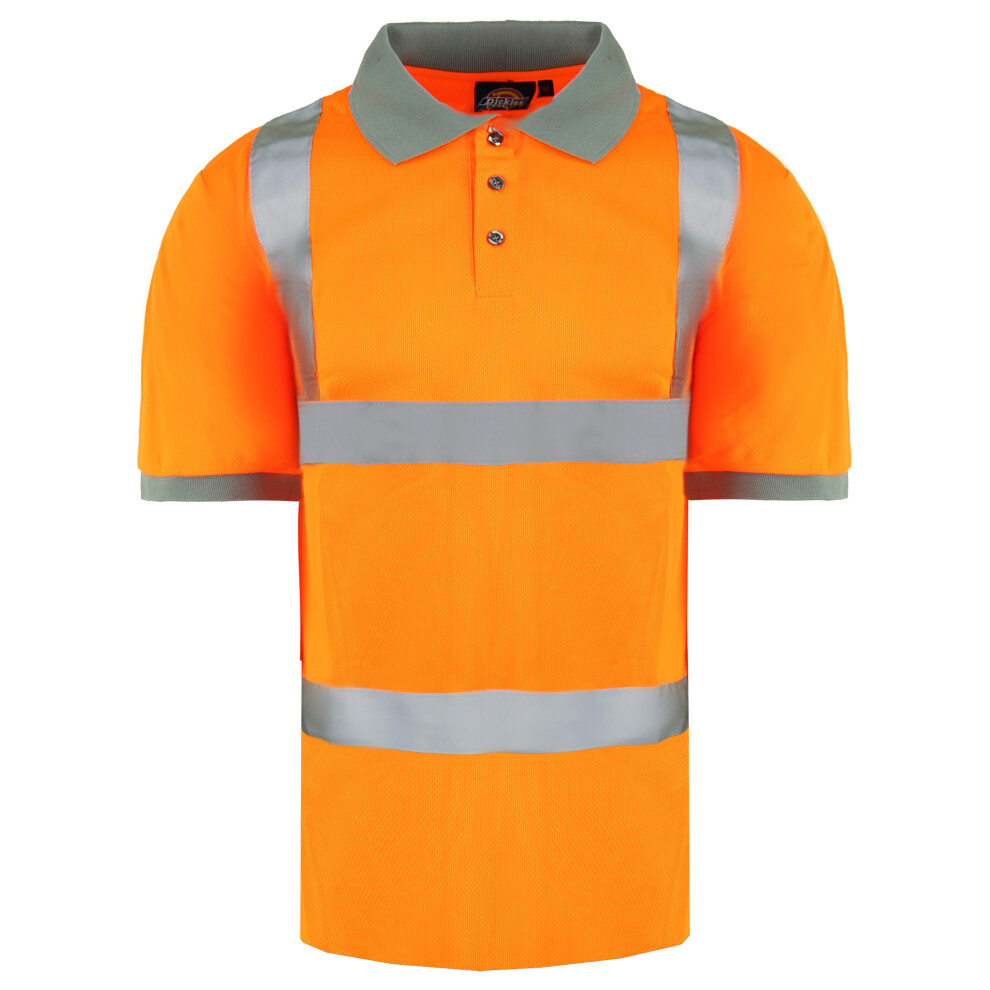 (M) Dickies High Visibility Short Sleeve Orange Mens Safety Work Polo Shirt SA22075 ORANGE (UK )