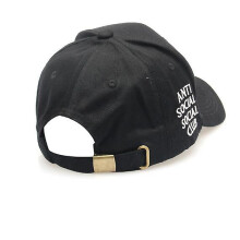 Anti Social Social Club Side Embroidered Letter Curved Eaves Peaked Cap Adjustable Baseball Cap - Trendy Fashion Accessory