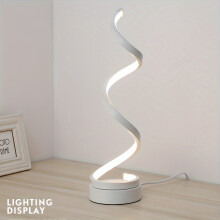 (White Elegant Type) Modern Spiral Table Lamp for Stylish Home Decor and Ambient Lighting in Bedroom