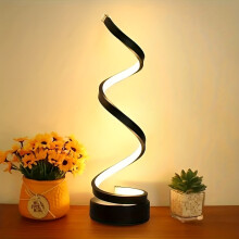 (Black Romantic) Modern Spiral Table Lamp for Stylish Home Decor and Ambient Lighting in Bedroom