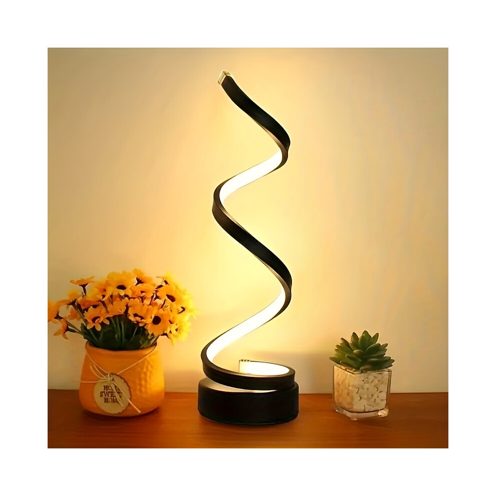 (Black Romantic) Modern Spiral Table Lamp for Stylish Home Decor and Ambient Lighting in Bedroom