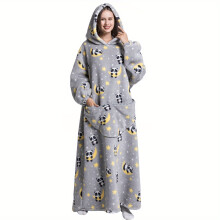 (Panda) Ultra Soft Oversized Sherpa Fleece Hoodie Blanket for Women and Men