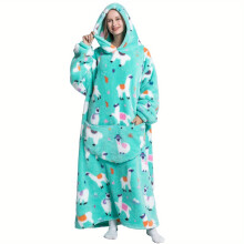 (Alpaca) Ultra Soft Oversized Sherpa Fleece Hoodie Blanket for Women and Men