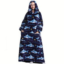 (Shark) Ultra Soft Oversized Sherpa Fleece Hoodie Blanket for Women and Men