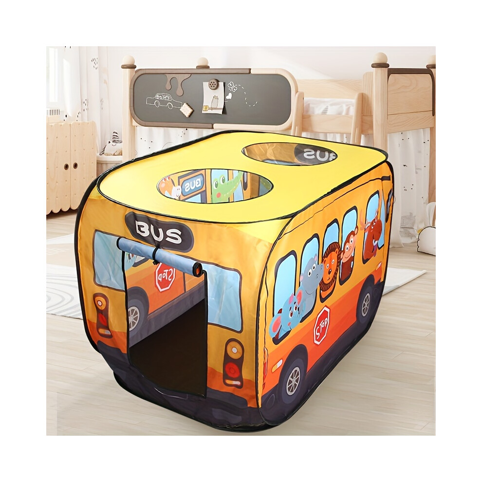 (Animal Bus Tent) Yellow Bus Tent for Kids - Indoor/Outdoor Game House