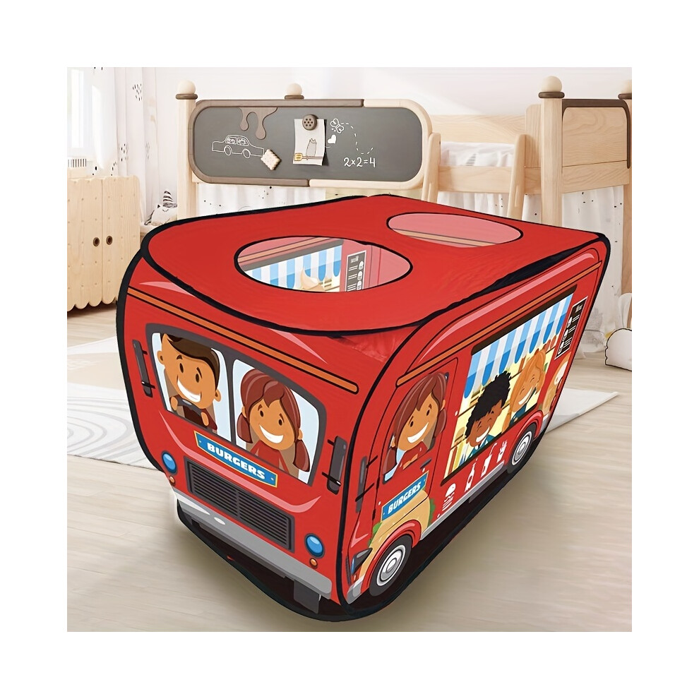 (Red Fast Food Truck Tent) Kids' Party Favor Pack with Car Bus Tent - Indoor/Outdoor-image-OPC-PDR6Z5D-NEW