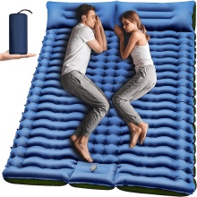 (Variant) Extra-Thick Camping Pad With Pillow Built-in Foot Pump, Portable Inflatable Sleeping Mat