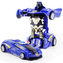 (Blue-P) One-key Automatic Transform Robot Car Model Toy for Boys Children Plastic Funny