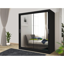 (180, Black) LushBird Modern Sliding Wardrobe for bedroom| Space-Saving Bedroom Closet ,Multiple Sizes with Shelves & Hanging Rails 2 or 3 Sliding Doors