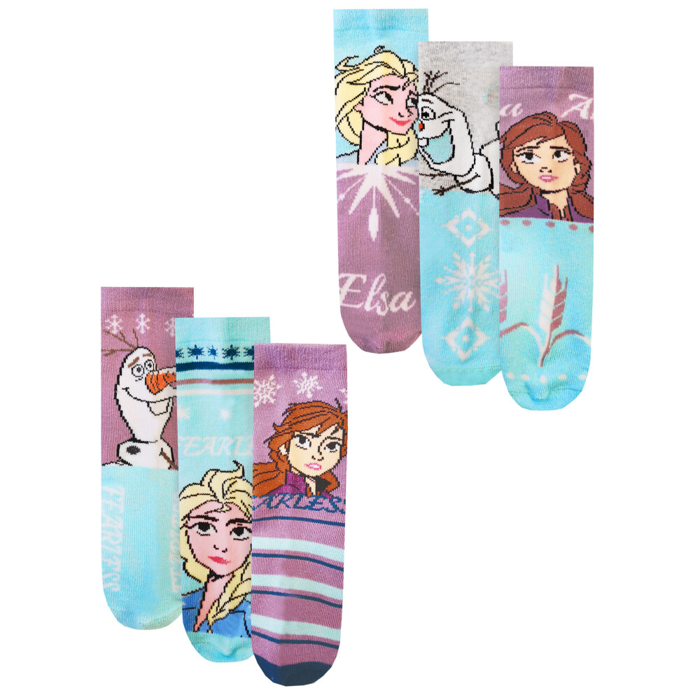 (6-8.5 UK) Disney Calf Socks Set of 3 (Unisex Kids Blue)