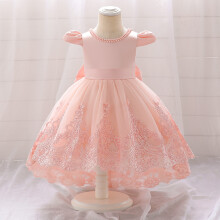 (Peach, 6-12Months) Baby Kids Girls Tailing applique dress Party UK
