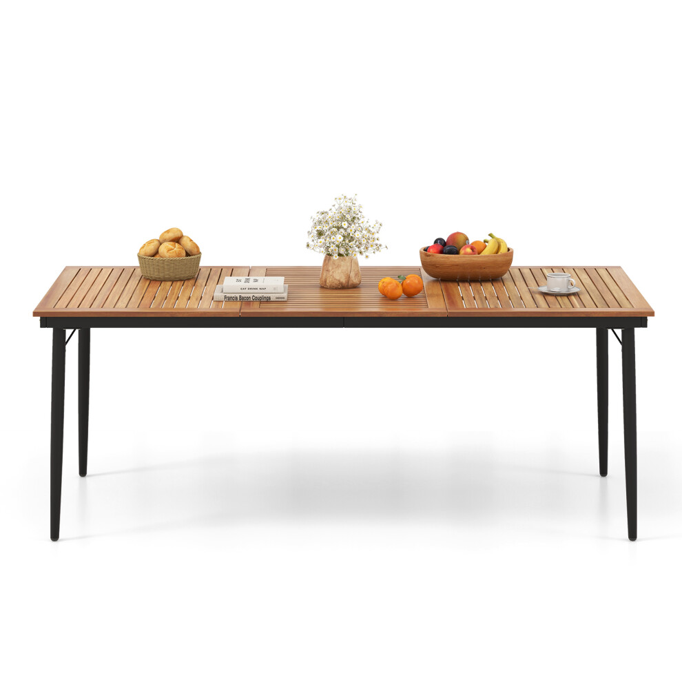 Outdoor Dining Table for 8 with Umbrella Hole & Adjustable Foot Pads