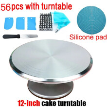 (H) 8-12inch Aluminum Alloy Turntable Decorating Scraper Set Rotating Cake Table Maker Tool