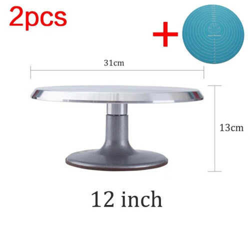 (G) 8-12inch Aluminum Alloy Turntable Decorating Scraper Set Rotating Cake Table Maker Tool