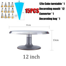 (K) 8-12inch Aluminum Alloy Turntable Decorating Scraper Set Rotating Cake Table Maker Tool