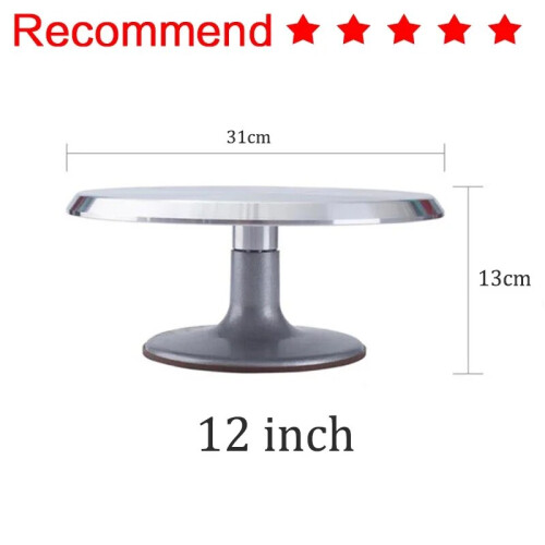 (D) 8-12inch Aluminum Alloy Turntable Decorating Scraper Set Rotating Cake Table Maker Tool