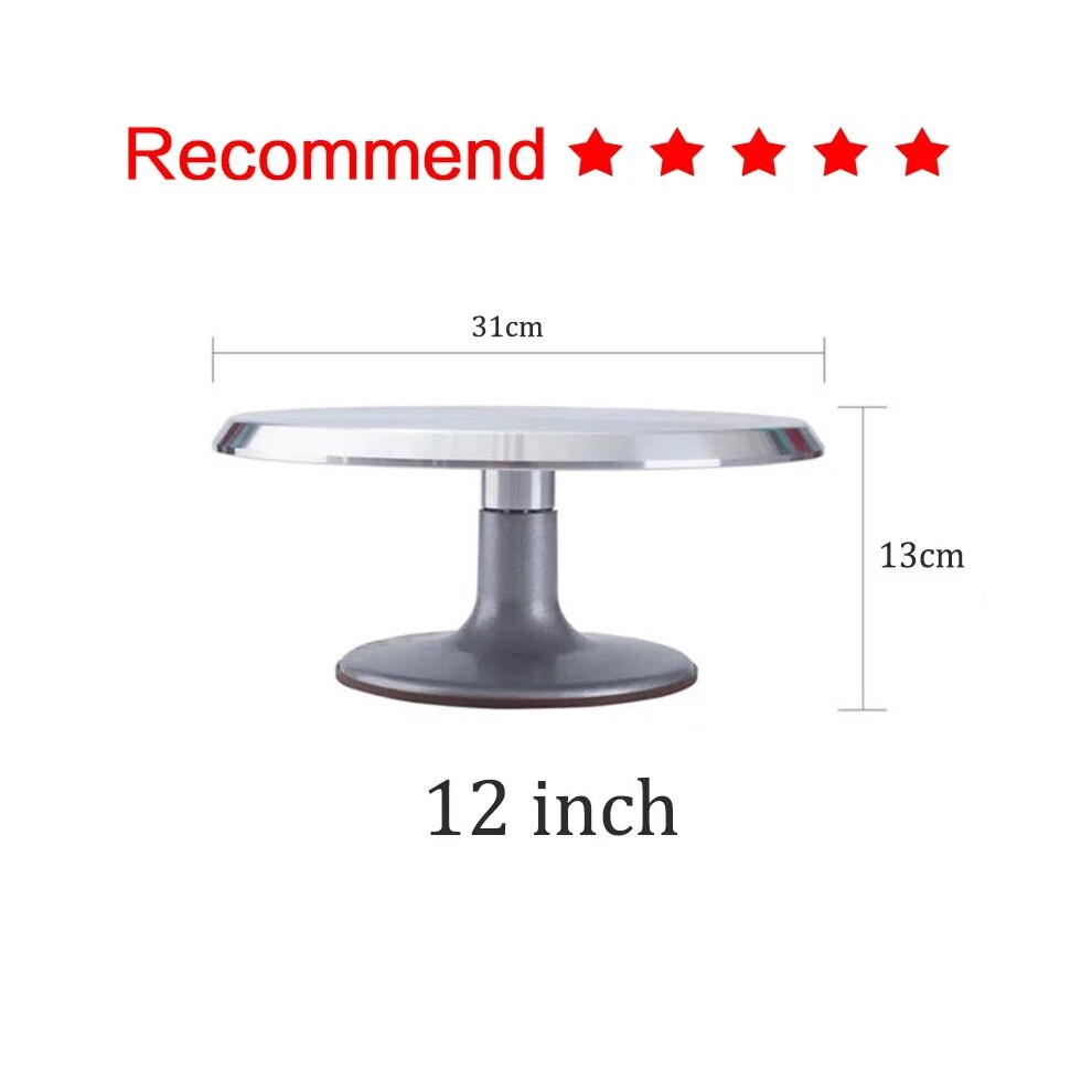 (D) 8-12inch Aluminum Alloy Turntable Decorating Scraper Set Rotating Cake Table Maker Tool