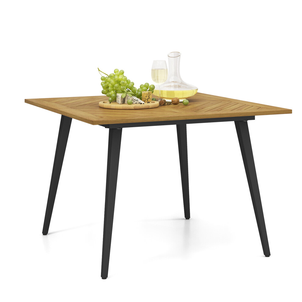 4-Person Outdoor Dining Table w/ Umbrella Hole & Adjustable Foot Pads