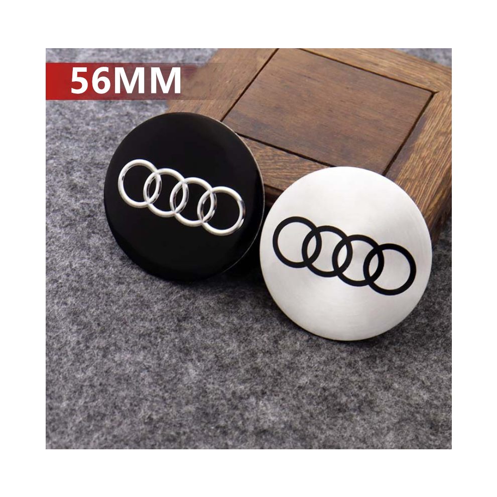 Newjass (Audi 56Mm) 4Pcs Wheel Center Hub Caps Cover Decal Stickers For Audi Silver