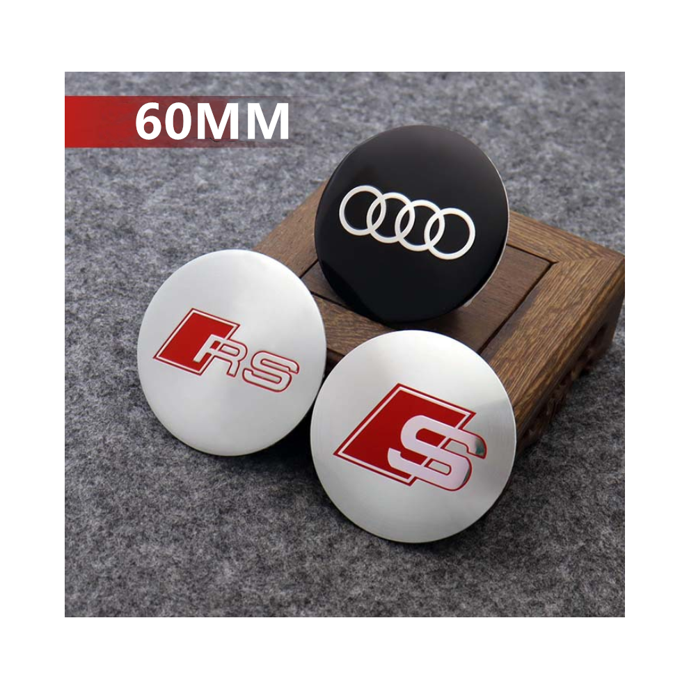 (AUDI Black 60MM) 4Pcs wheel center hub caps cover decal stickers For AUDI